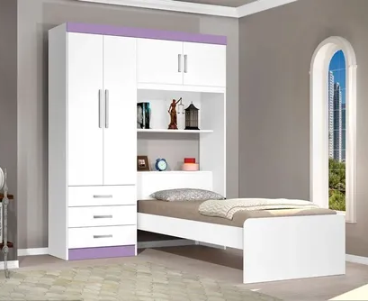 Guarda-Roupa Solteiro CANCUN CABECEIRA COM BAÚ